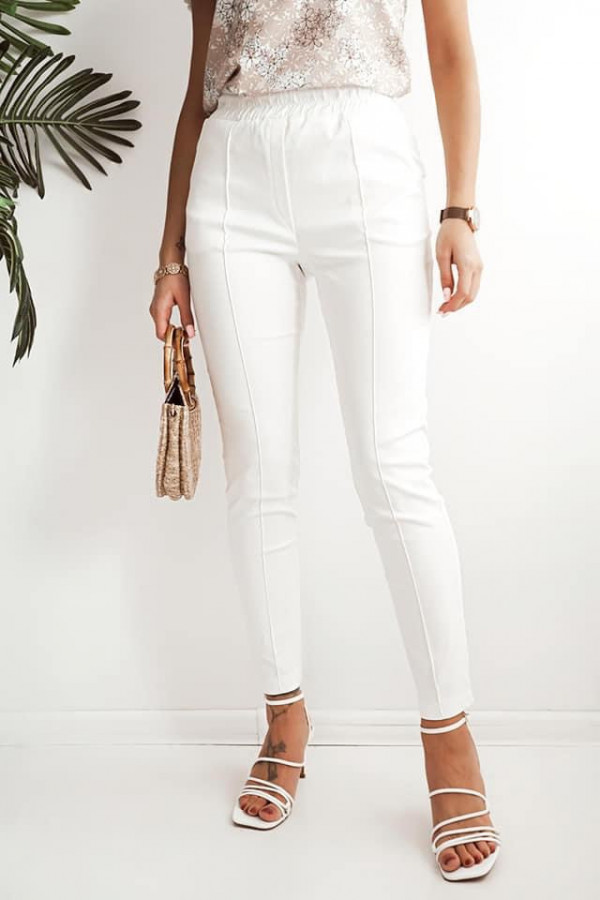 Spodnie eleganckie białe z gumą w pasie
