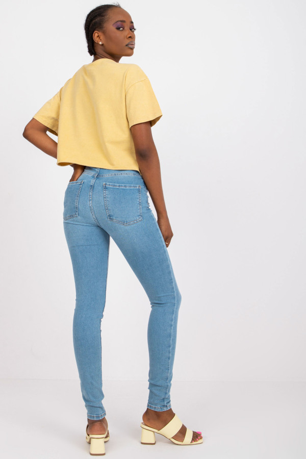 Niebieskie damskie spodnie jeansowe skinny fit RUE PARISS6681-3 2