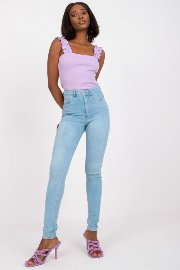 Jasnoniebieskie spodnie jeansowe rurki RUE PARIS S9001-5
