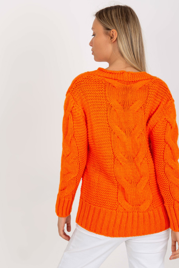 Pomarańczowy sweter rozpinany z dużymi guzikami Louissine 3