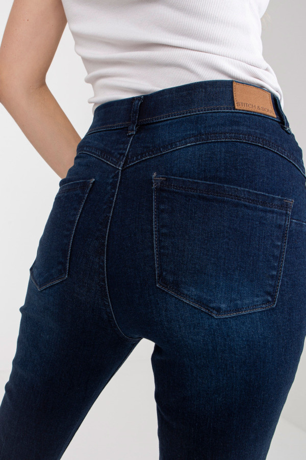GRANATOWE damskie spodnie jeansowe skinny STITCH & SOUL 4