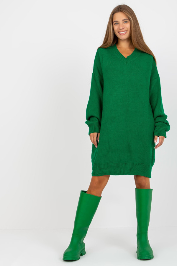 Luźny zielony dzianinowy sweter oversize