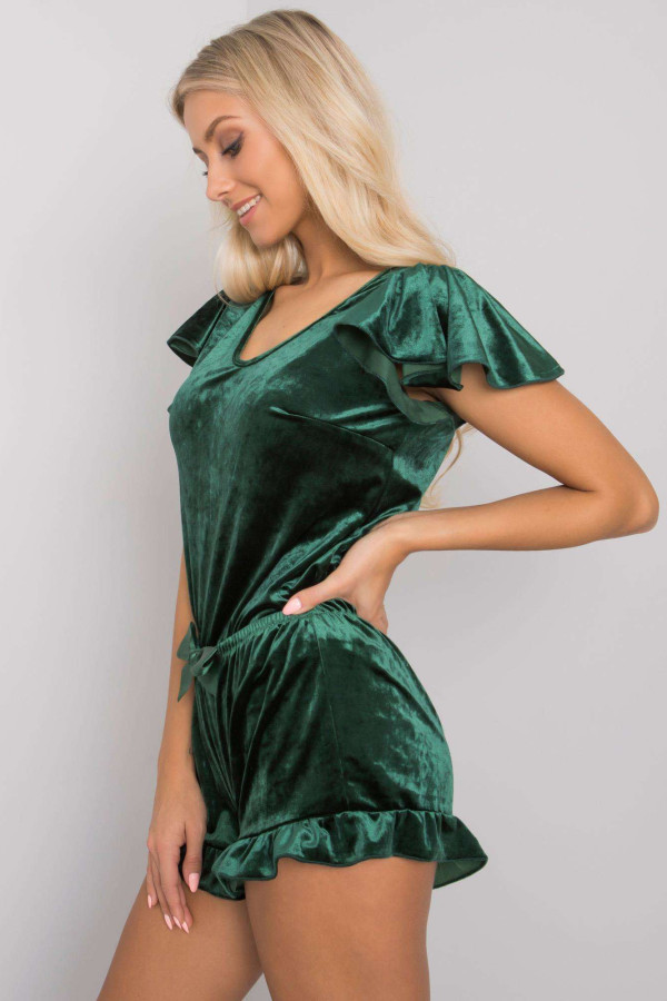 Zielona dwuczęściowa piżama welurowa Farnetta 2