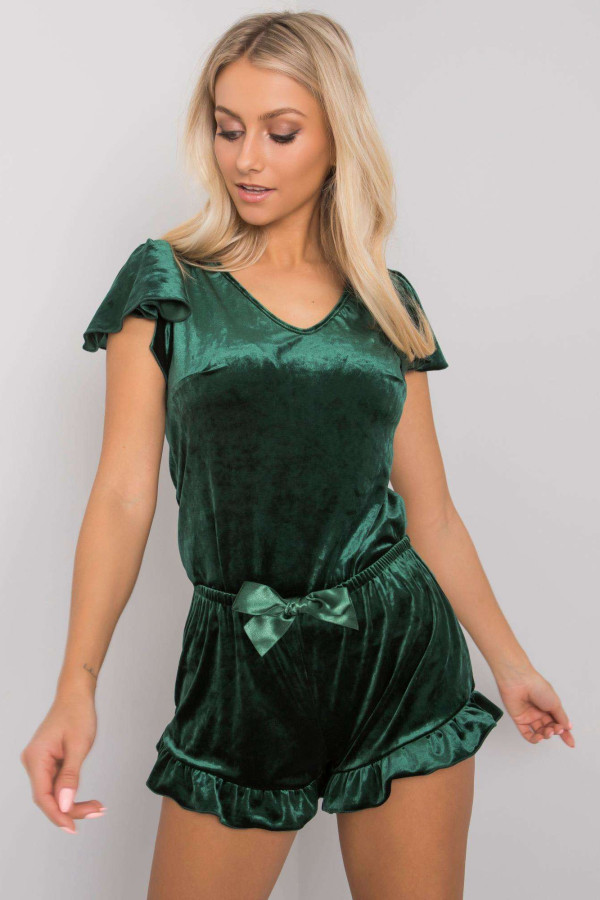 Zielona dwuczęściowa piżama welurowa Farnetta 4
