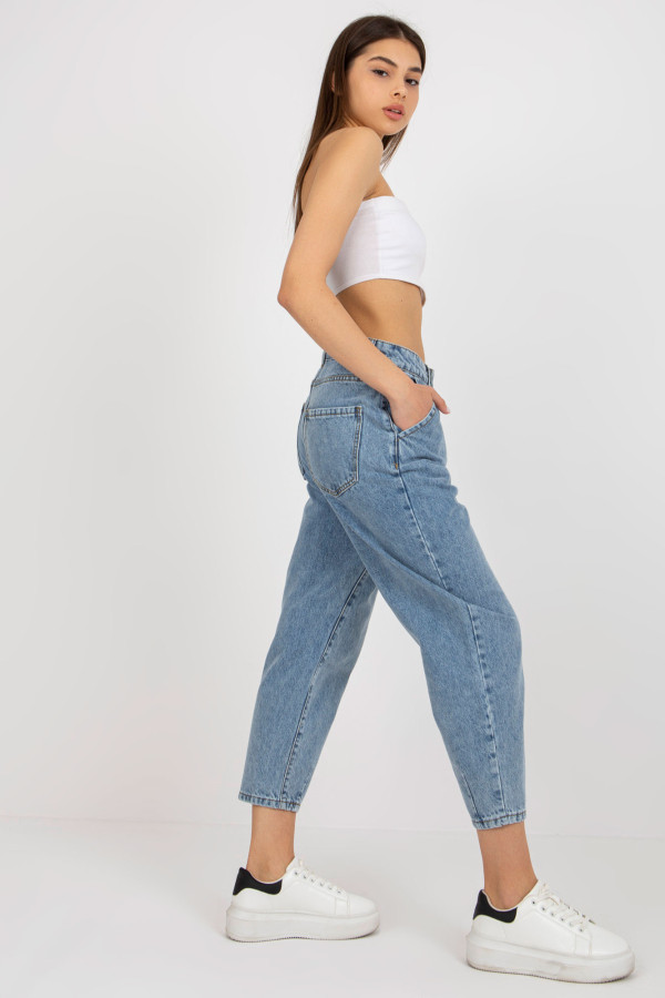 Niebieskie jeansy damskie high waist 2