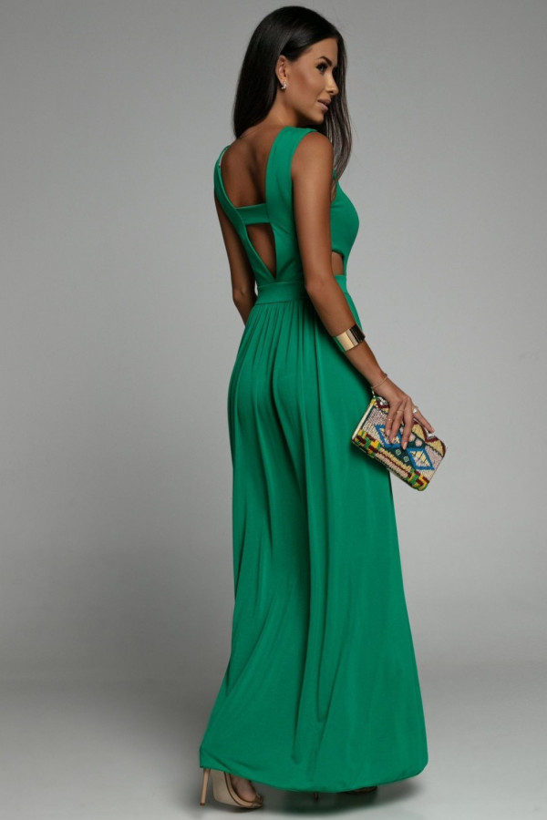 Długa sukienka z wycięciami zielona Mikay 2