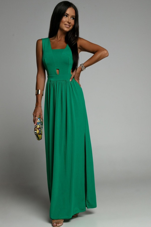 Długa sukienka z wycięciami zielona Mikay 3